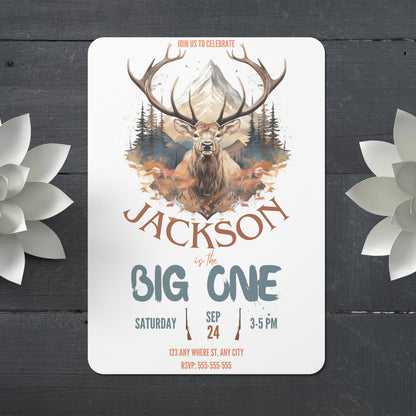 The Big One Hunting Birthday Invitation Template - CreativeRino