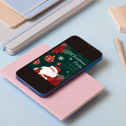 Santa Claus Christmas Party Invitation Template - CreativeRino