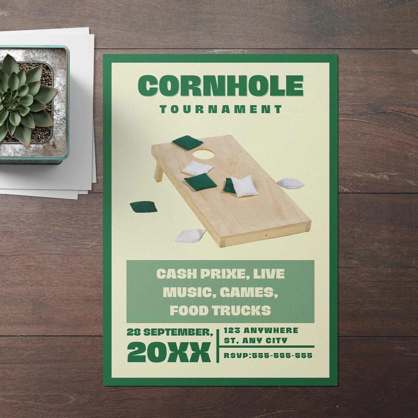 Cornhole Tournament Flyer Template | Cornhole Tournament Fundraiser Flyer CreativeRino