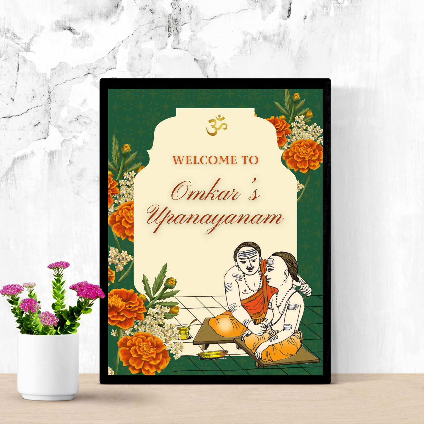 Upanayanam Ceremony Sign Template | Janeau Thread Ceremony Welcome Sign