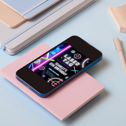 Laser Tag Gaming Birthday Invitation Template - CreativeRino