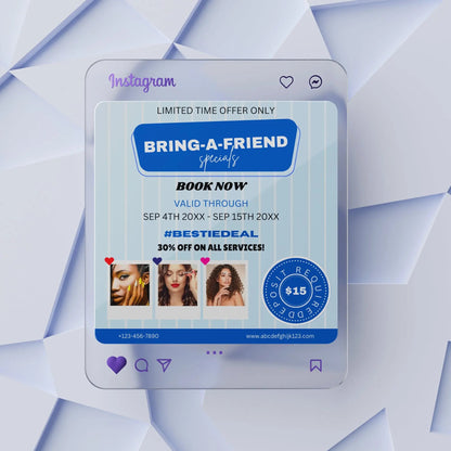 Bring A Bestie Special Flyer Template | Bring A Friend Social Media Flyer CreativeRino