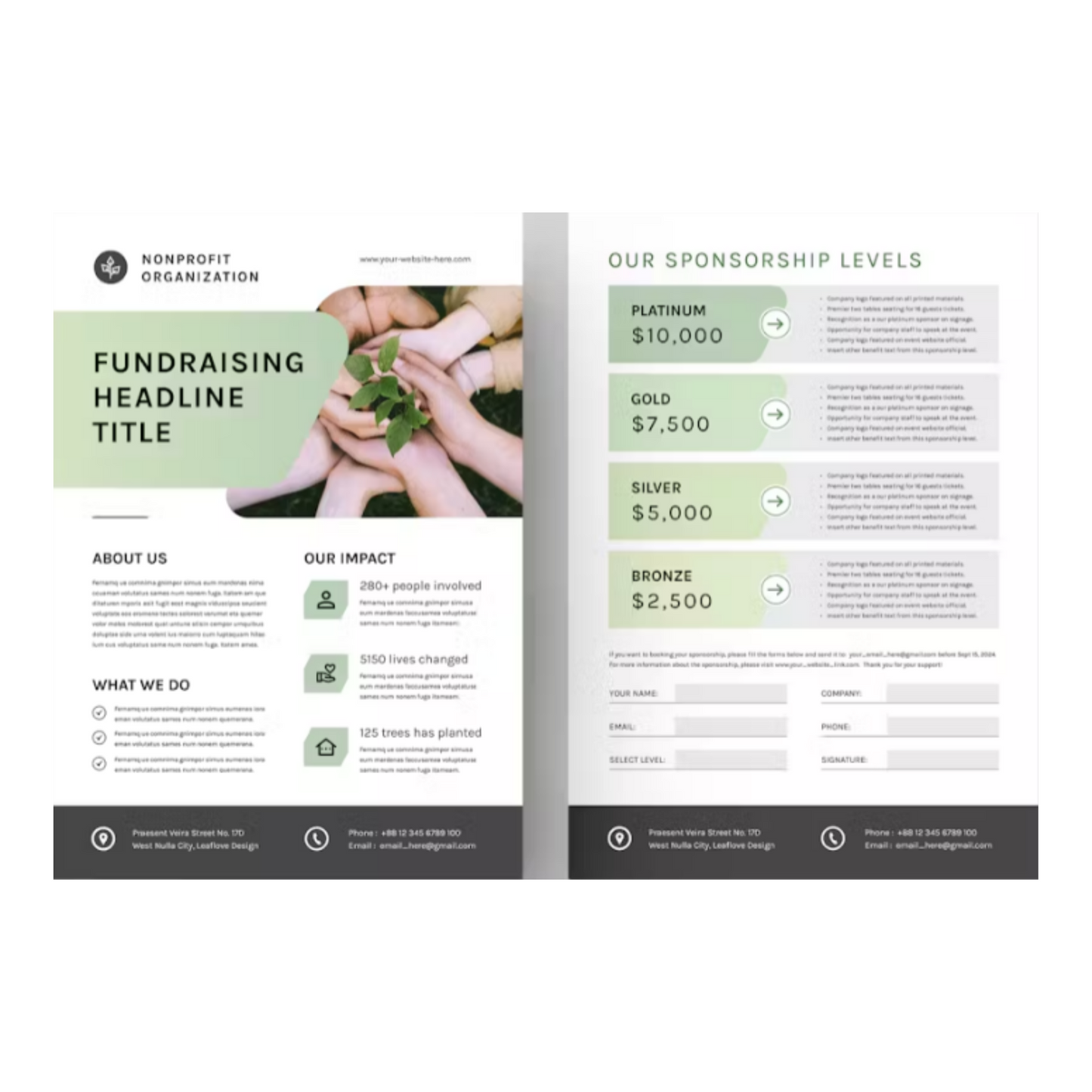 3 Nonprofit Fundraising Flyer Template Bundle | Nonprofit Organization Profile Template | Charity Fundraiser Event Sponsorship