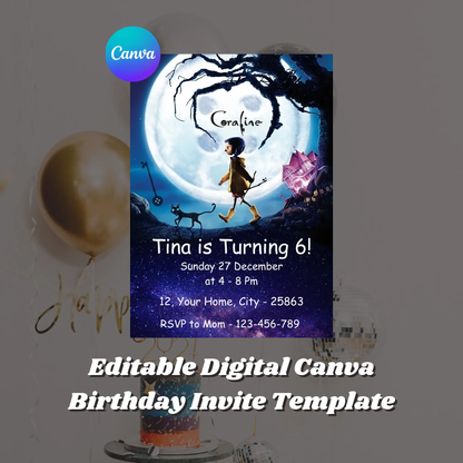 Coraline Birthday Invitation Template - CreativeRino