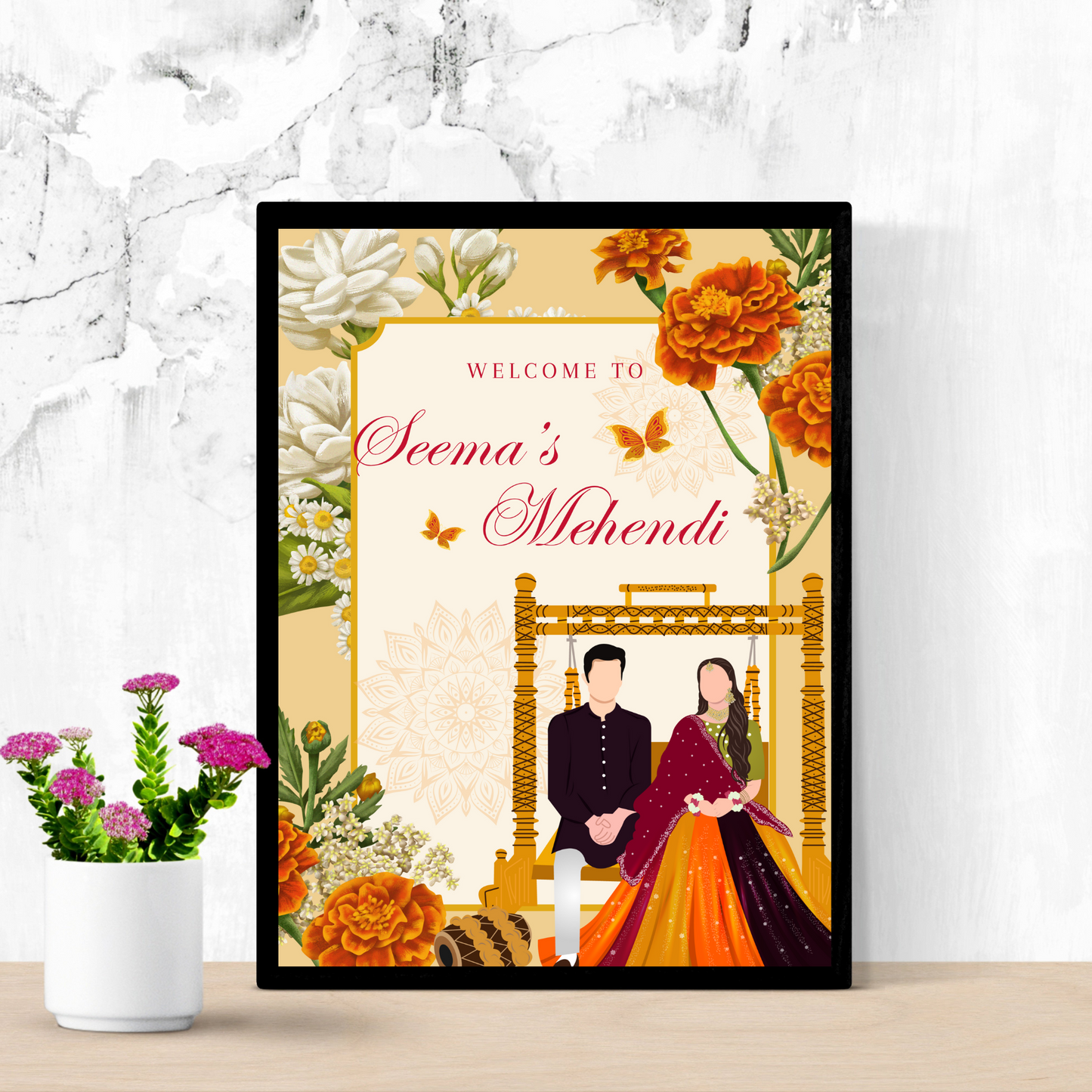 Mehndi Sign Template | Indian Wedding Welcome Sign