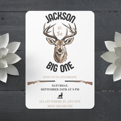 The Big One Hunting Birthday Invitation Template - CreativeRino