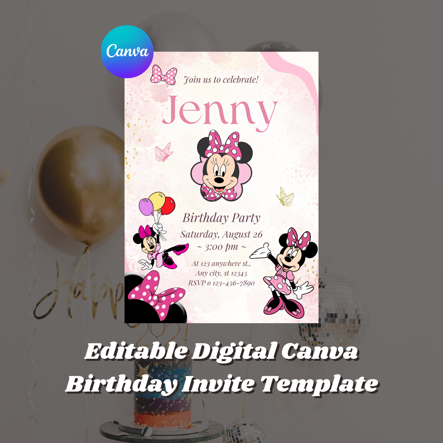 Minnie Mouse Birthday Invitation Template