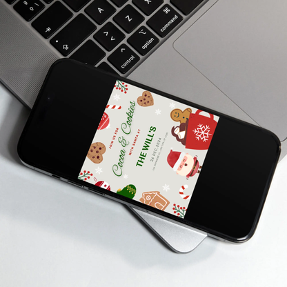 Cocoa and Cookies with Santa Invitation Template | Santa Claus Christmas Invite - CreativeRino