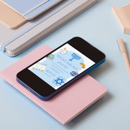 Hanukkah Invitation Template | Hanukkah Celebration Party Invite - CreativeRino