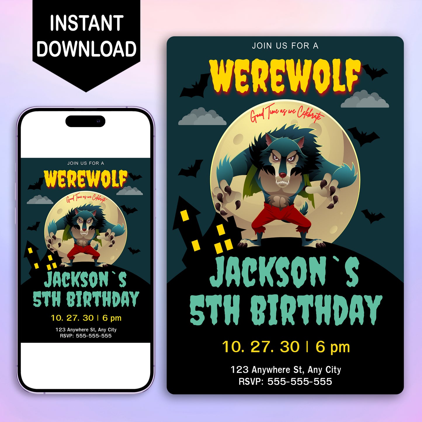 Werewolf Birthday Invitation Template