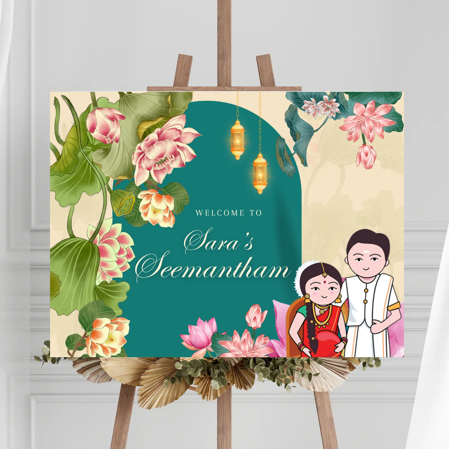 Seemantham Ceremony Sign Template | Indian Baby Shower Welcome Sign - CreativeRino