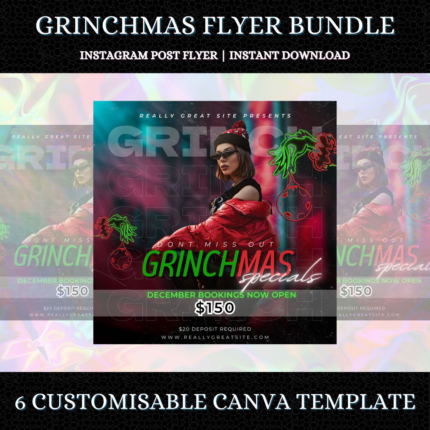 Grinchmas Flyer Template | Grinch Christmas Booking Flyer