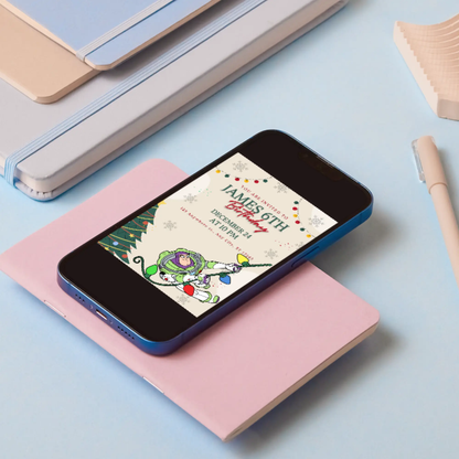 Buzz Lightyear Christmas Birthday Invitation Template | Toy Story Invite - CreativeRino