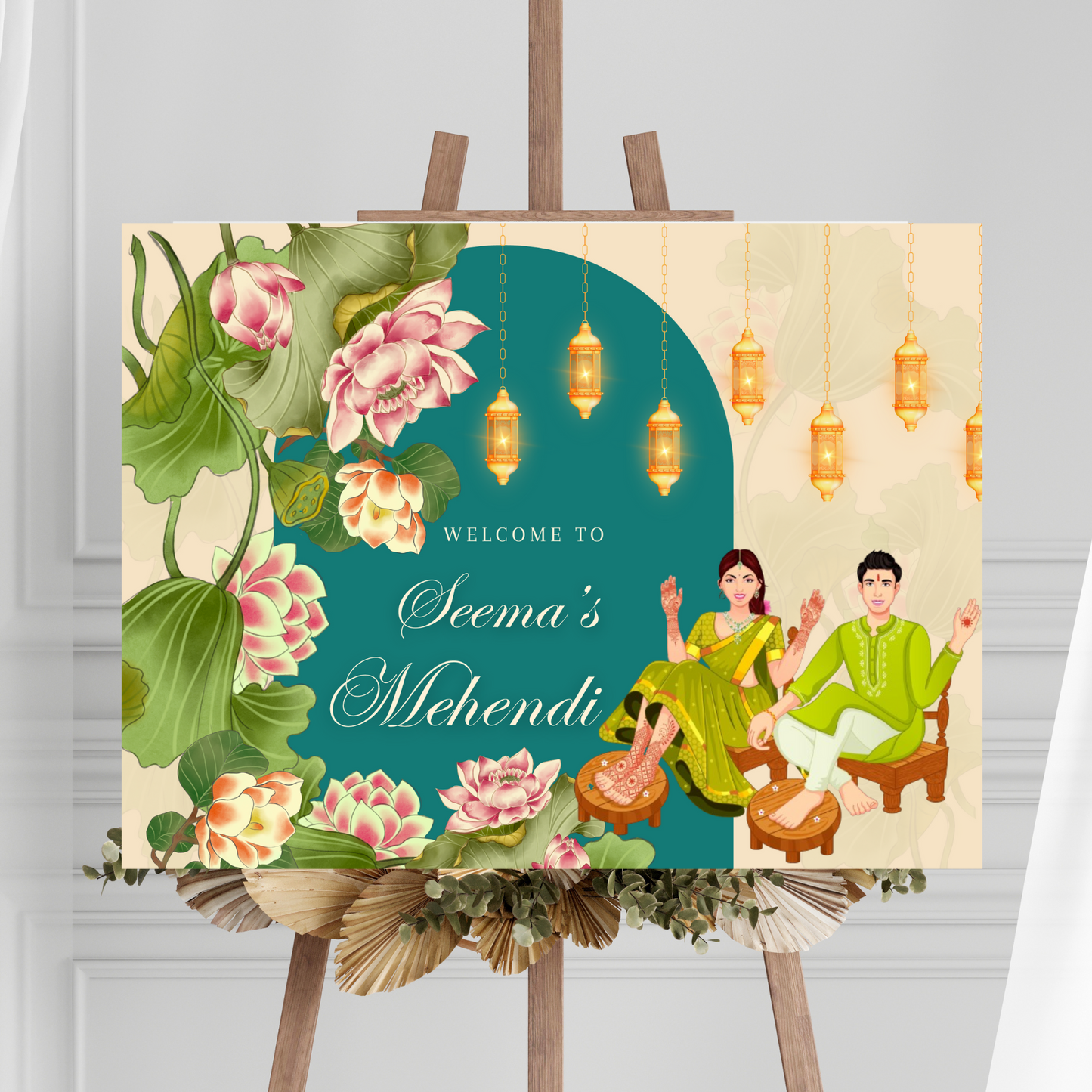 Mehndi Sign Template | Indian Wedding Welcome Sign