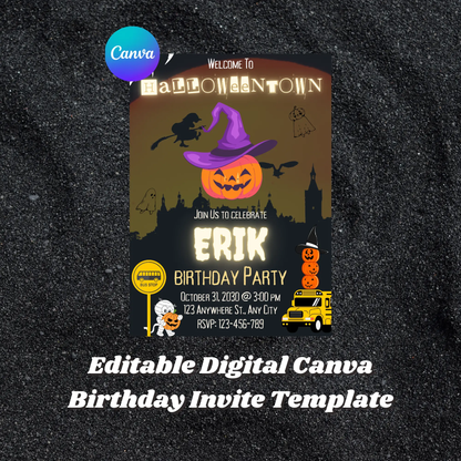 Halloweentown Birthday Party Invitation Template - CreativeRino