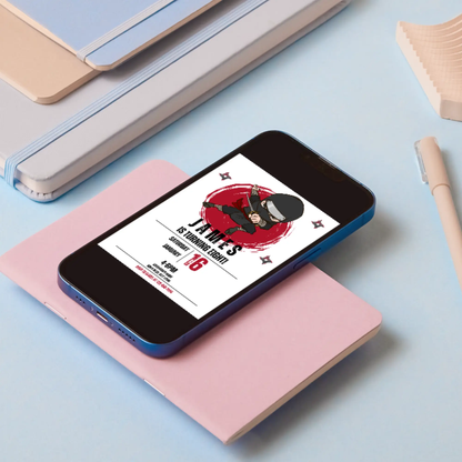 Ninja Birthday Invitation Template | Ninja Warrior Party Invite - CreativeRino