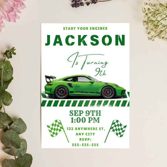 Porsche Sport Race Car Birthday Invitation Template