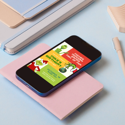 Grinch Christmas Birthday Invitation Template - CreativeRino