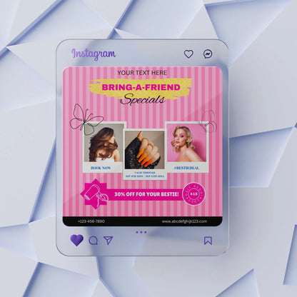 Bring A Bestie Flyer Social Media Template | Bring A Friend Flyer CreativeRino