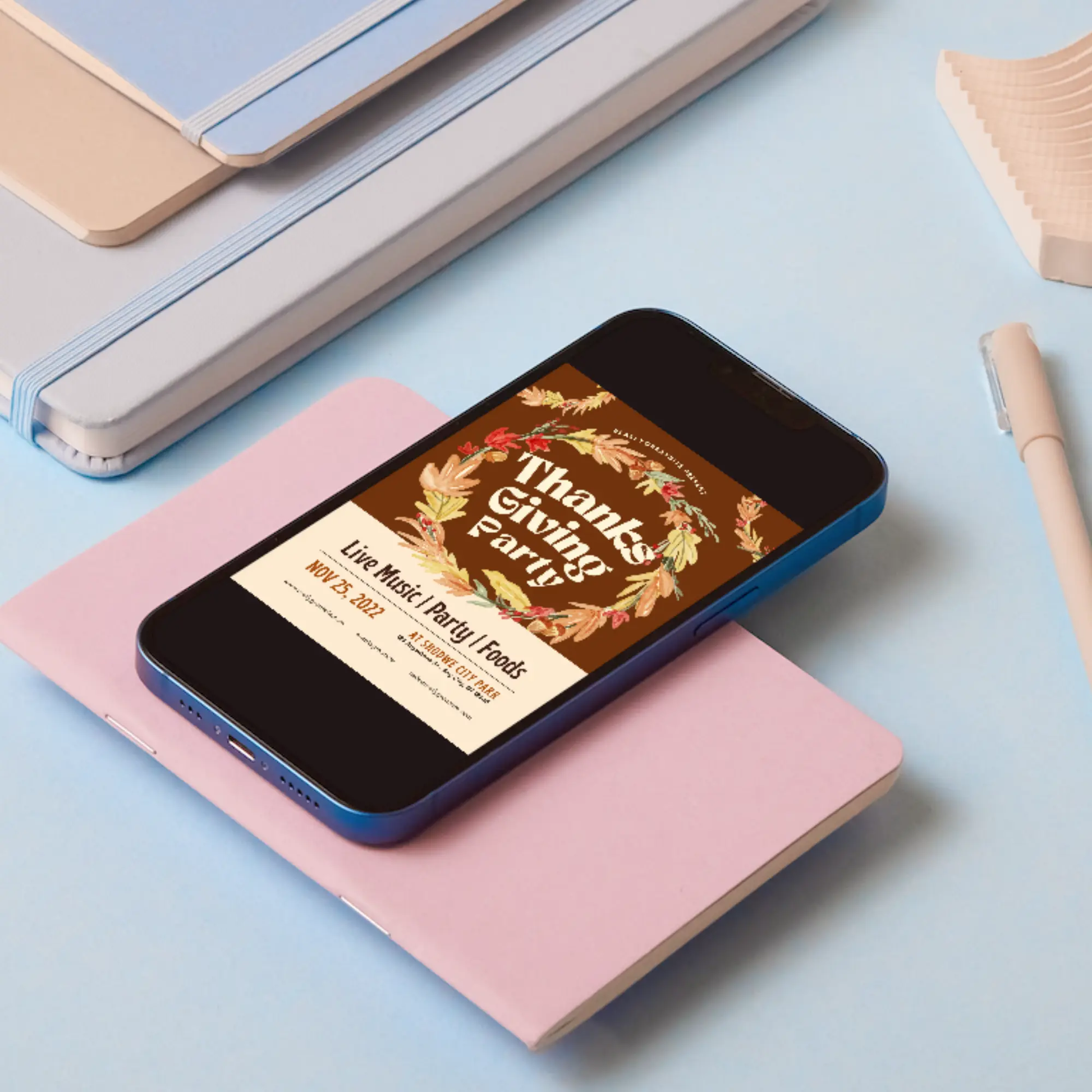 Fall Thanksgiving Dinner Party Invitation Template - CreativeRino