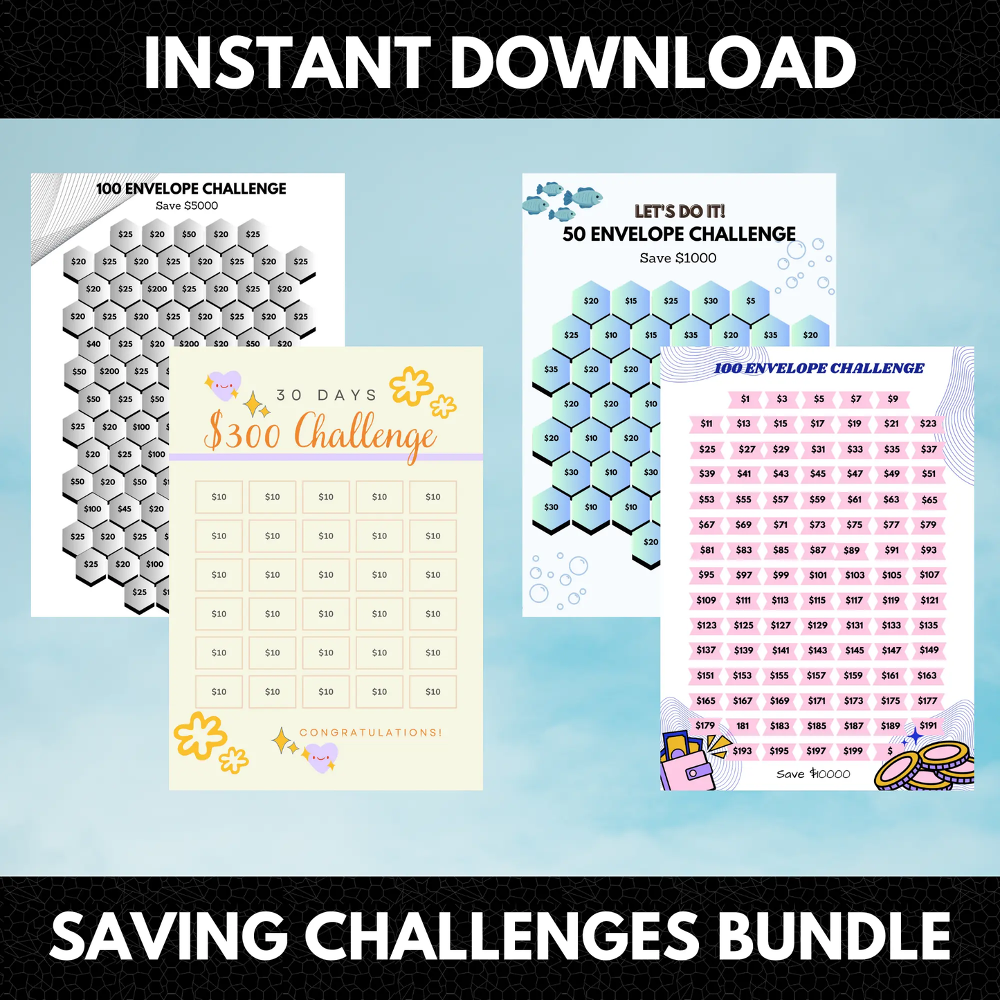 30 Month Saving Challenge Bundle | Saving Money Tracker - CreativeRino