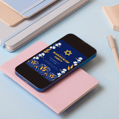 Hanukkah Invitation Template | Hanukkah Celebration Party Invite - CreativeRino