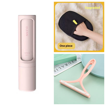 2-in-1 Reusable Pet Hair Remover Brush & Lint Roller – Self Cleaning Portable Fur Remover for Cat & Dog Hair, Clothes, Sofa, Carpet & Furniture Cleaning Tool CreativeRino