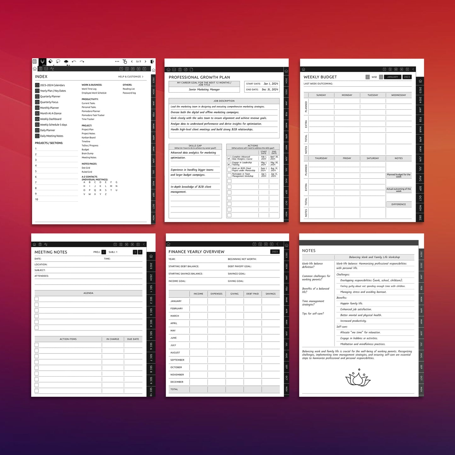 7 Supernote Business & Budget Planner Template Bundle