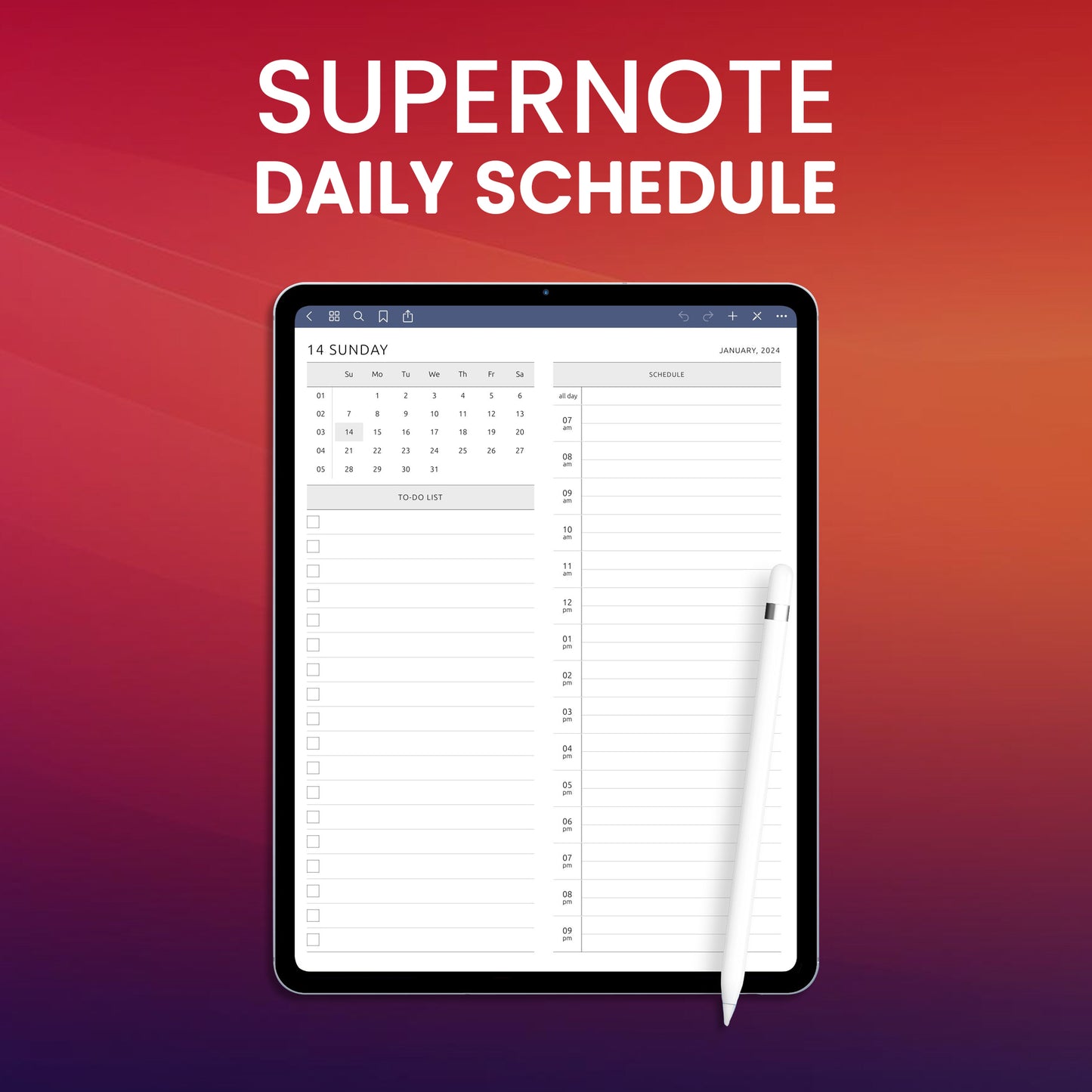 Supernote Daily Schedule Planner Template