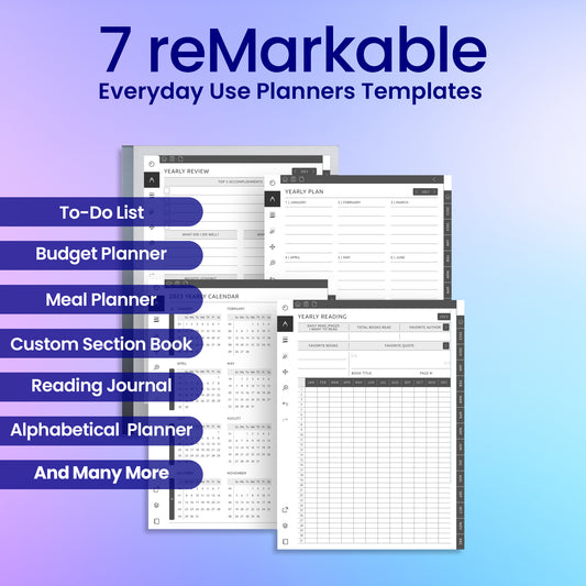 7 reMarkable 2 Everyday Use Planners Template Bundle