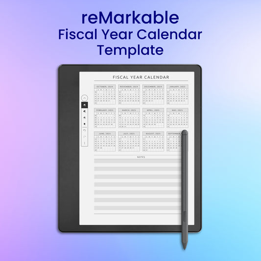 reMarkable 2 Fiscal Year Calendar Template Planner Template