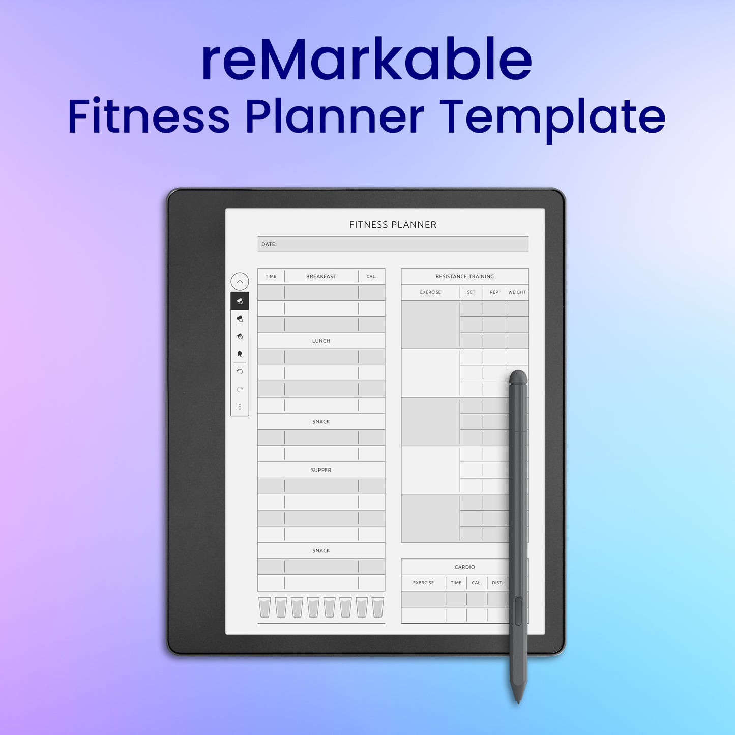 reMarkable 2 Fitness Planner Template Planner Template