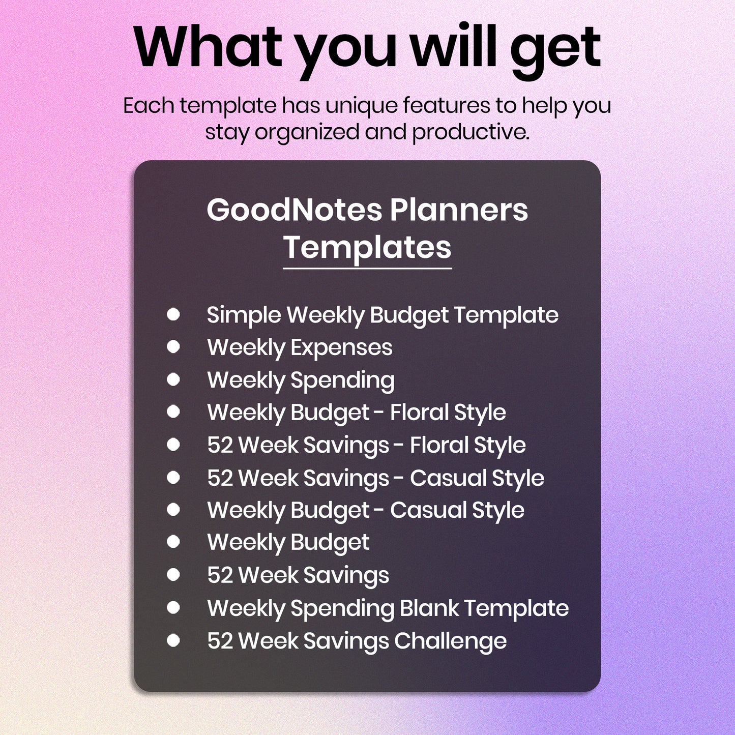 11 GoodNotes Weekly Budget Templates