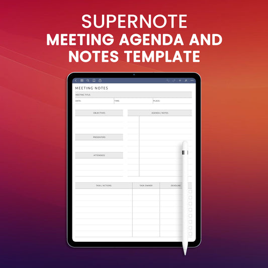 Supernote Meeting Agenda and Notes Template Planner Template