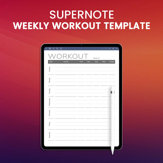 Supernote Weekly Workout Template Planner Template