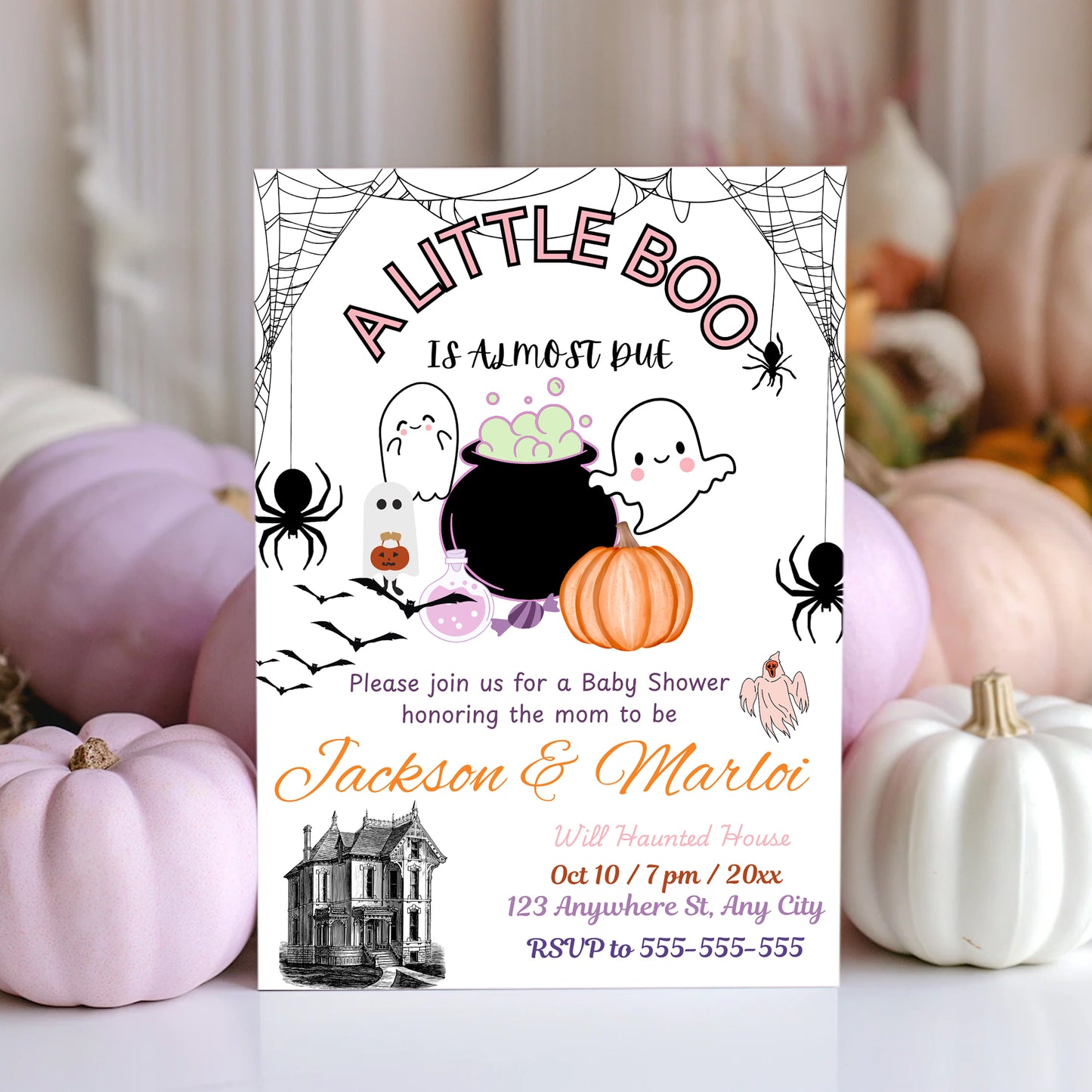 A Little Boo Baby Shower Halloween Invitation Template