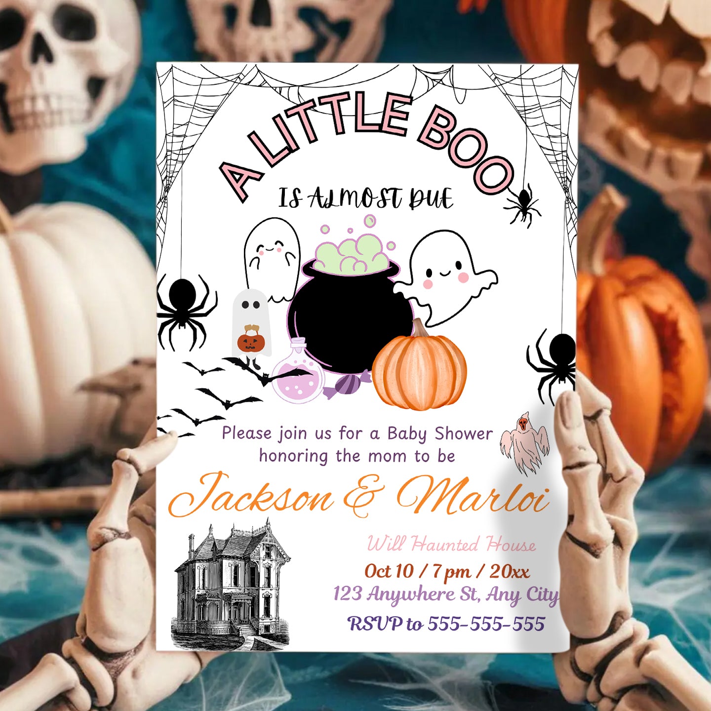 A Little Boo Baby Shower Halloween Invitation Template