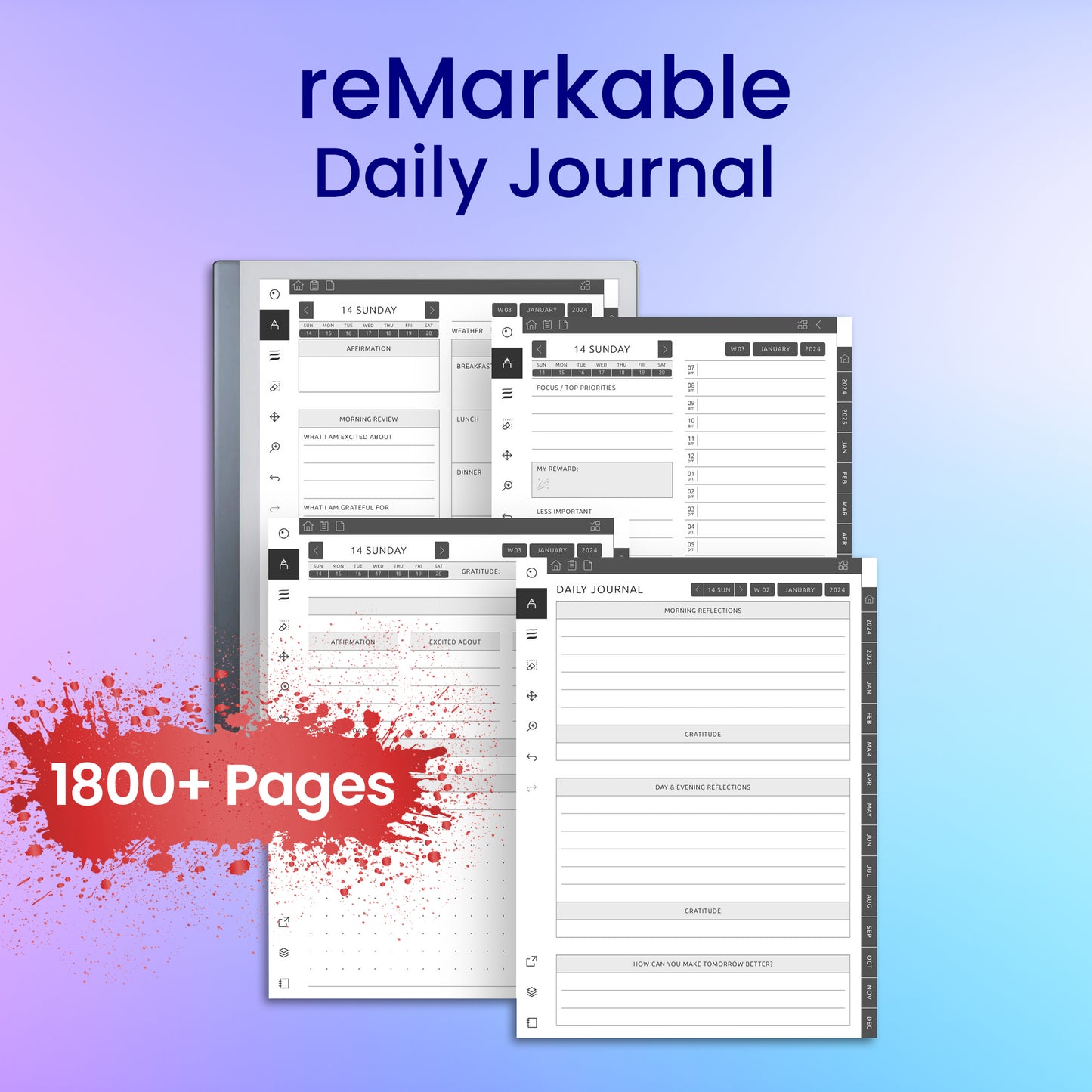 reMarkable 2 Daily Journal Planner Template