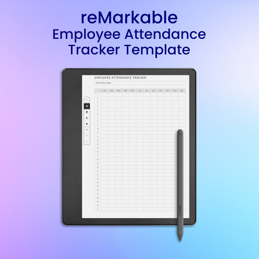 reMarkable 2 Employee Attendance Tracker Template Planner Template