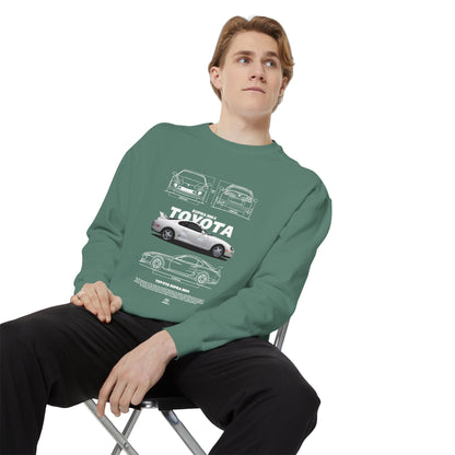 Toyota MK4 Supra Unisex Garment-Dyed Sweatshirt - Classic Car T-shirt - CreativeRino