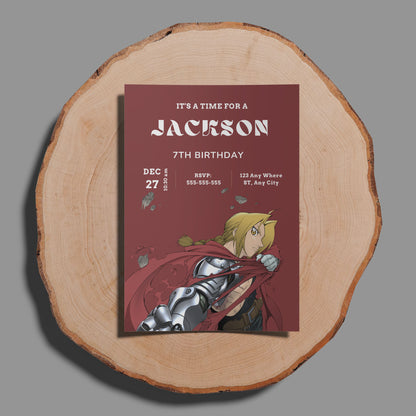 Fullmetal Alchemist  Birthday Invitation Template - CreativeRino