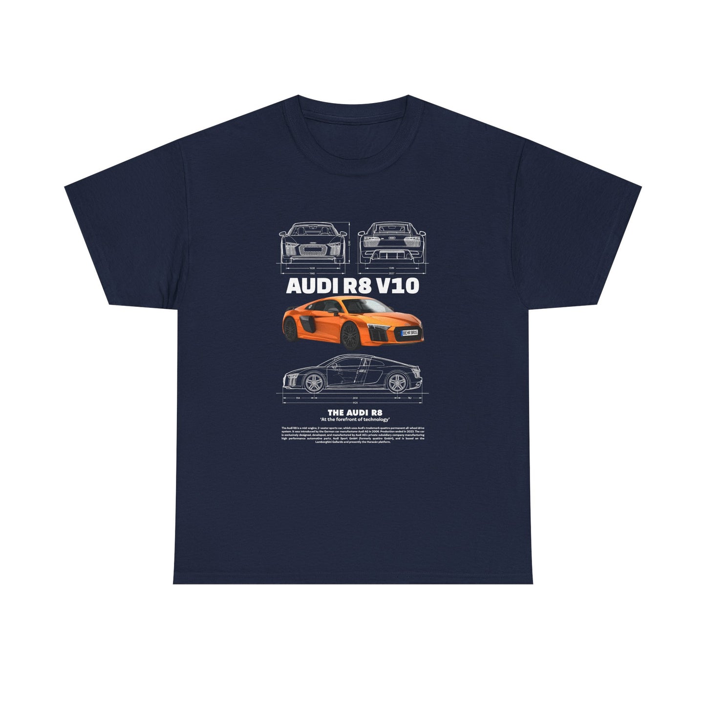 AUDI R8 V10 Car Graphic Tee - Unisex Heavy Cotton Tee for Auto Enthusiasts - CreativeRino