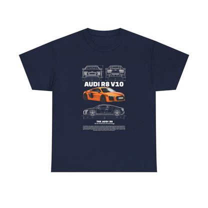 AUDI R8 V10 Car Graphic Tee - Unisex Heavy Cotton Tee for Auto Enthusiasts - CreativeRino