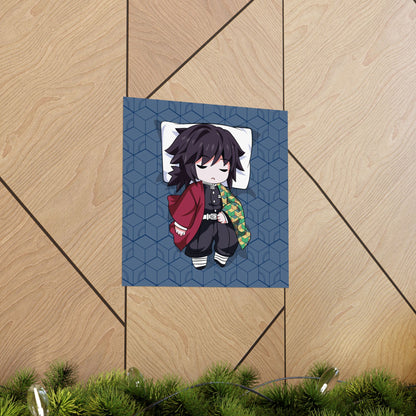 Tomioka Chibi Sleeping Matte Posters - Cozy Bedroom Decor - Perfect for Anime Fans - CreativeRino
