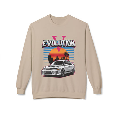 Retro Car Evolution Crewneck Sweatshirt - Unisex Midweight Fleece - CreativeRino
