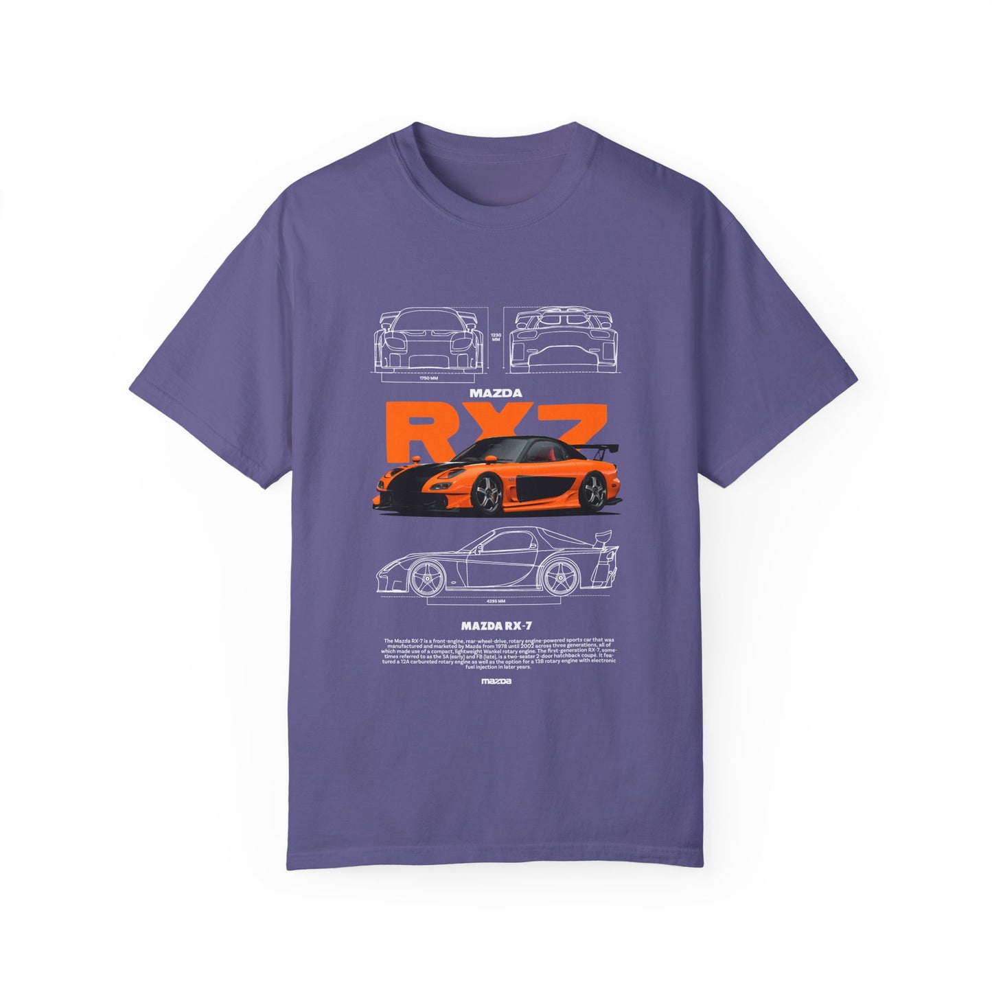 Mazda RX-7 Unisex Garment-Dyed T-Shirt | Car Enthusiast Apparel - CreativeRino