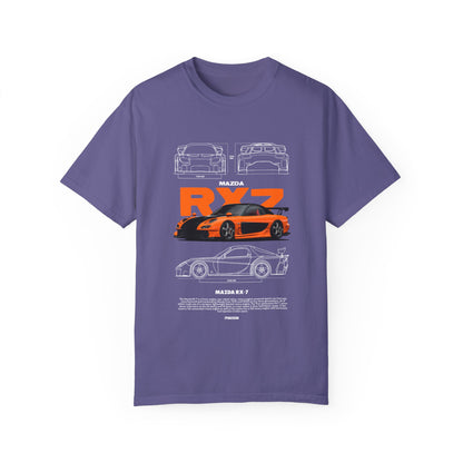 Mazda RX-7 Unisex Garment-Dyed T-Shirt | Car Enthusiast Apparel - CreativeRino