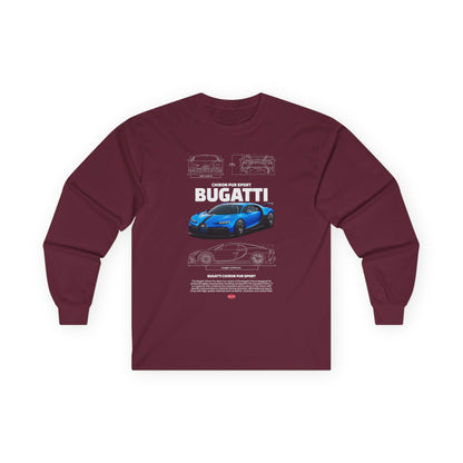 Bugatti Sports Car Unisex Long Sleeve Tee - Perfect T-shirt for Car Enthusiasts - CreativeRino