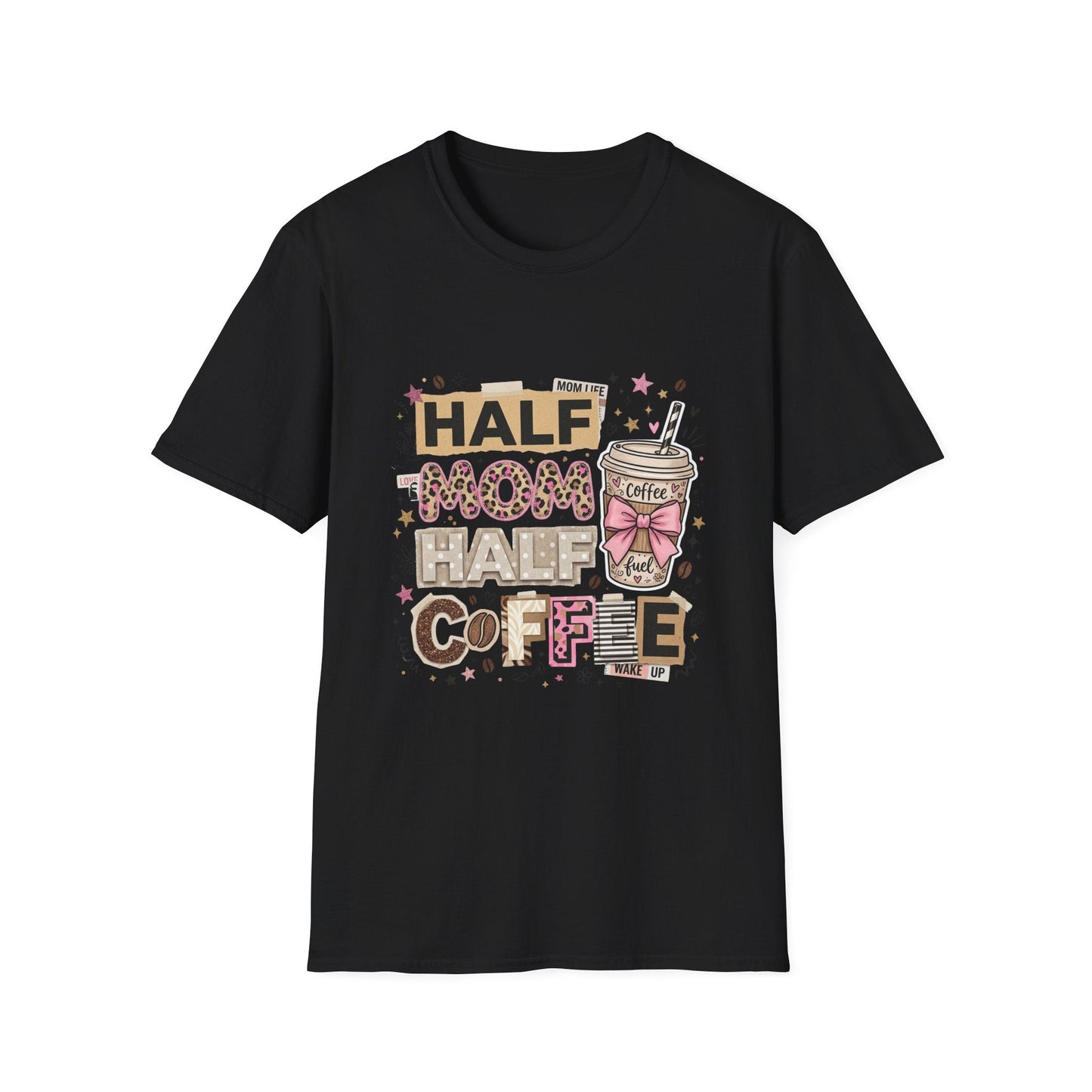 Half Mom Half Coffee T-Shirt – Cute Coffee Lover Mom Tee Printify