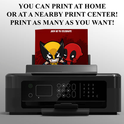 Deadpool & Wolverine Birthday Invitation Template - CreativeRino